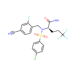 N#Cc1ccc(CN([C@H](CCC(F)(F)F)C(N)=O)S(=O)(=O)c2ccc(Cl)cc2)c(F)c1 ZINC000084703745