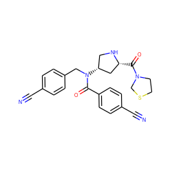 N#Cc1ccc(CN(C(=O)c2ccc(C#N)cc2)[C@@H]2CN[C@H](C(=O)N3CCSC3)C2)cc1 ZINC000028640263