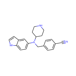 N#Cc1ccc(CN(c2ccc3[nH]ccc3c2)C2CCNCC2)cc1 ZINC000042922434