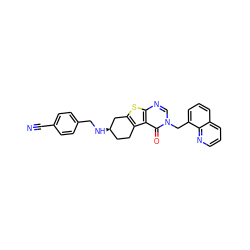 N#Cc1ccc(CN[C@@H]2CCc3c(sc4ncn(Cc5cccc6cccnc56)c(=O)c34)C2)cc1 ZINC001772630323