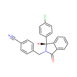 N#Cc1ccc(CN2C(=O)c3ccccc3[C@@]2(O)c2ccc(Cl)cc2)cc1 ZINC000066122791