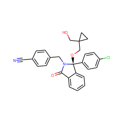 N#Cc1ccc(CN2C(=O)c3ccccc3[C@@]2(OCC2(CO)CC2)c2ccc(Cl)cc2)cc1 ZINC000066114514