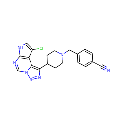 N#Cc1ccc(CN2CCC(c3nnn4cnc5[nH]cc(Cl)c5c34)CC2)cc1 ZINC001772636636