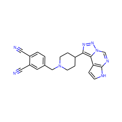 N#Cc1ccc(CN2CCC(c3nnn4cnc5[nH]ccc5c34)CC2)cc1C#N ZINC001772622134