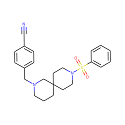 N#Cc1ccc(CN2CCCC3(CCN(S(=O)(=O)c4ccccc4)CC3)C2)cc1 ZINC000003956070