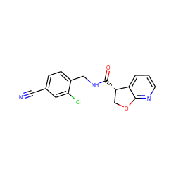 N#Cc1ccc(CNC(=O)[C@H]2COc3ncccc32)c(Cl)c1 ZINC000205624482