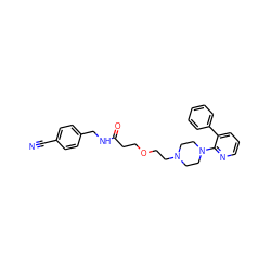 N#Cc1ccc(CNC(=O)CCOCCN2CCN(c3ncccc3-c3ccccc3)CC2)cc1 ZINC001772637571