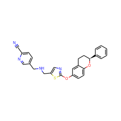 N#Cc1ccc(CNCc2cnc(Oc3ccc4c(c3)CC[C@@H](c3ccccc3)O4)s2)cn1 ZINC000145483413