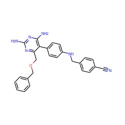 N#Cc1ccc(CNc2ccc(-c3c(N)nc(N)nc3COCc3ccccc3)cc2)cc1 ZINC000013686000