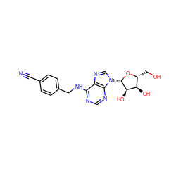 N#Cc1ccc(CNc2ncnc3c2ncn3[C@@H]2O[C@H](CO)[C@@H](O)[C@H]2O)cc1 ZINC000038826977