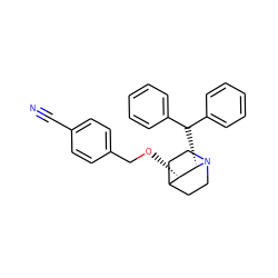 N#Cc1ccc(CO[C@H]2C3CCN(CC3)[C@H]2C(c2ccccc2)c2ccccc2)cc1 ZINC000000605485