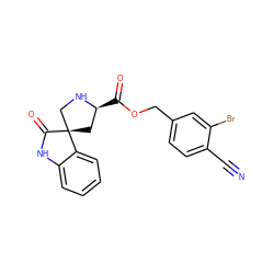 N#Cc1ccc(COC(=O)[C@H]2C[C@]3(CN2)C(=O)Nc2ccccc23)cc1Br ZINC000095579138