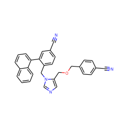 N#Cc1ccc(COCc2cncn2Cc2ccc(C#N)cc2-c2cccc3ccccc23)cc1 ZINC000028363569