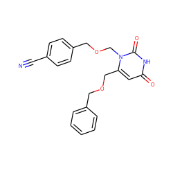 N#Cc1ccc(COCn2c(COCc3ccccc3)cc(=O)[nH]c2=O)cc1 ZINC000653844007