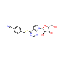 N#Cc1ccc(CSc2ncnc3c2ccn3[C@@H]2O[C@H](CO)[C@@H](O)[C@H]2O)cc1 ZINC000040933946