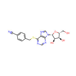 N#Cc1ccc(CSc2ncnc3c2ncn3[C@@H]2O[C@H](CO)[C@@H](O)[C@H]2O)cc1 ZINC000013560342