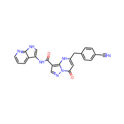 N#Cc1ccc(Cc2cc(=O)n3ncc(C(=O)Nc4c[nH]c5ncccc45)c3[nH]2)cc1 ZINC000096270689