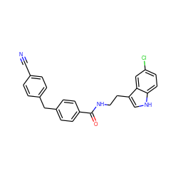 N#Cc1ccc(Cc2ccc(C(=O)NCCc3c[nH]c4ccc(Cl)cc34)cc2)cc1 ZINC000095573693