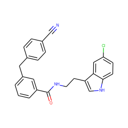 N#Cc1ccc(Cc2cccc(C(=O)NCCc3c[nH]c4ccc(Cl)cc34)c2)cc1 ZINC000216052043