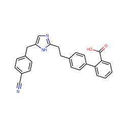 N#Cc1ccc(Cc2cnc(CCc3ccc(-c4ccccc4C(=O)O)cc3)[nH]2)cc1 ZINC000049033042