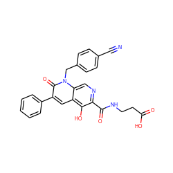 N#Cc1ccc(Cn2c(=O)c(-c3ccccc3)cc3c(O)c(C(=O)NCCC(=O)O)ncc32)cc1 ZINC000169711028