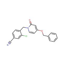 N#Cc1ccc(Cn2ccc(OCc3ccccc3)cc2=O)c(Cl)c1 ZINC000029047778