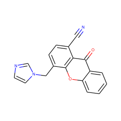 N#Cc1ccc(Cn2ccnc2)c2oc3ccccc3c(=O)c12 ZINC000003927478