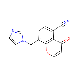 N#Cc1ccc(Cn2ccnc2)c2occc(=O)c12 ZINC000013861987