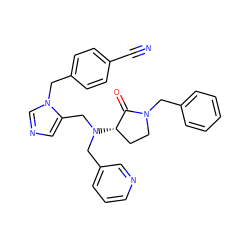 N#Cc1ccc(Cn2cncc2CN(Cc2cccnc2)[C@H]2CCN(Cc3ccccc3)C2=O)cc1 ZINC000013863884