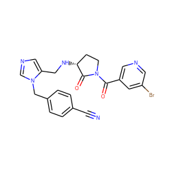 N#Cc1ccc(Cn2cncc2CN[C@@H]2CCN(C(=O)c3cncc(Br)c3)C2=O)cc1 ZINC000034000606