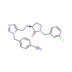 N#Cc1ccc(Cn2cncc2CN[C@H]2CCN(Cc3cccc(Cl)c3)C2=O)cc1 ZINC000003940597