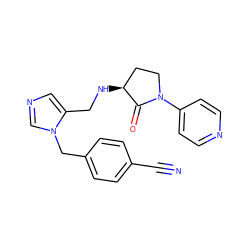 N#Cc1ccc(Cn2cncc2CN[C@H]2CCN(c3ccncc3)C2=O)cc1 ZINC000013863862