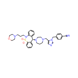 N#Cc1ccc(Cn2cncc2CN2CCCN([C@@H]3c4ccccc4N(CCCN4CCOCC4)S(=O)(=O)c4ccccc43)CC2)cc1 ZINC000028951587