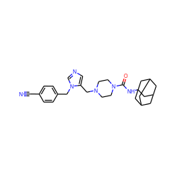 N#Cc1ccc(Cn2cncc2CN2CCN(C(=O)NC34CC5CC(CC(C5)C3)C4)CC2)cc1 ZINC000027983569