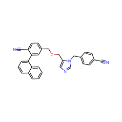 N#Cc1ccc(Cn2cncc2COCc2ccc(C#N)c(-c3cccc4ccccc34)c2)cc1 ZINC000028392621