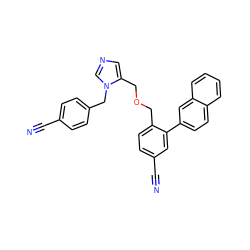 N#Cc1ccc(Cn2cncc2COCc2ccc(C#N)cc2-c2ccc3ccccc3c2)cc1 ZINC000028381272