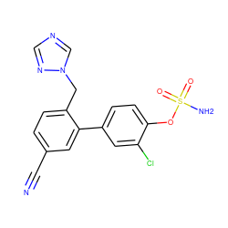 N#Cc1ccc(Cn2cncn2)c(-c2ccc(OS(N)(=O)=O)c(Cl)c2)c1 ZINC000045358978