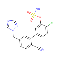 N#Cc1ccc(Cn2cncn2)cc1-c1ccc(Cl)c(OS(N)(=O)=O)c1 ZINC000045367328