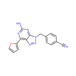 N#Cc1ccc(Cn2nnc3c(-c4ccco4)nc(N)nc32)cc1 ZINC000038441143