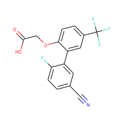 N#Cc1ccc(F)c(-c2cc(C(F)(F)F)ccc2OCC(=O)O)c1 ZINC000071332146