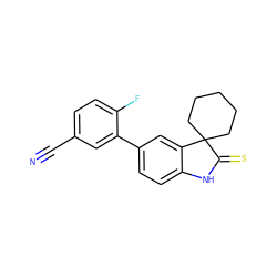 N#Cc1ccc(F)c(-c2ccc3c(c2)C2(CCCCC2)C(=S)N3)c1 ZINC000013488906