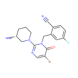 N#Cc1ccc(F)cc1Cn1c(N2CCC[C@@H](N)C2)ncc(Br)c1=O ZINC000034517718