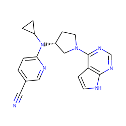 N#Cc1ccc(N(C2CC2)[C@@H]2CCN(c3ncnc4[nH]ccc34)C2)nc1 ZINC000149044001