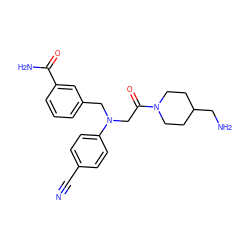 N#Cc1ccc(N(CC(=O)N2CCC(CN)CC2)Cc2cccc(C(N)=O)c2)cc1 ZINC001772606497