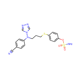 N#Cc1ccc(N(CCCSc2ccc(OS(N)(=O)=O)cc2)n2cnnc2)cc1 ZINC000003962555