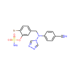 N#Cc1ccc(N(Cc2ccc(Br)c(OS(N)(=O)=O)c2)n2cnnc2)cc1 ZINC000028701927