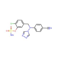 N#Cc1ccc(N(Cc2ccc(Cl)c(OS(N)(=O)=O)c2)n2cnnc2)cc1 ZINC000028701925