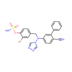 N#Cc1ccc(N(Cc2ccc(OS(N)(=O)=O)c(Br)c2)n2cnnc2)cc1-c1ccccc1 ZINC000066097914