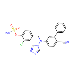 N#Cc1ccc(N(Cc2ccc(OS(N)(=O)=O)c(Cl)c2)n2cnnc2)cc1-c1ccccc1 ZINC000066097908