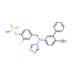 N#Cc1ccc(N(Cc2ccc(OS(N)(=O)=O)c(F)c2)n2cnnc2)cc1-c1ccccc1 ZINC000066097906